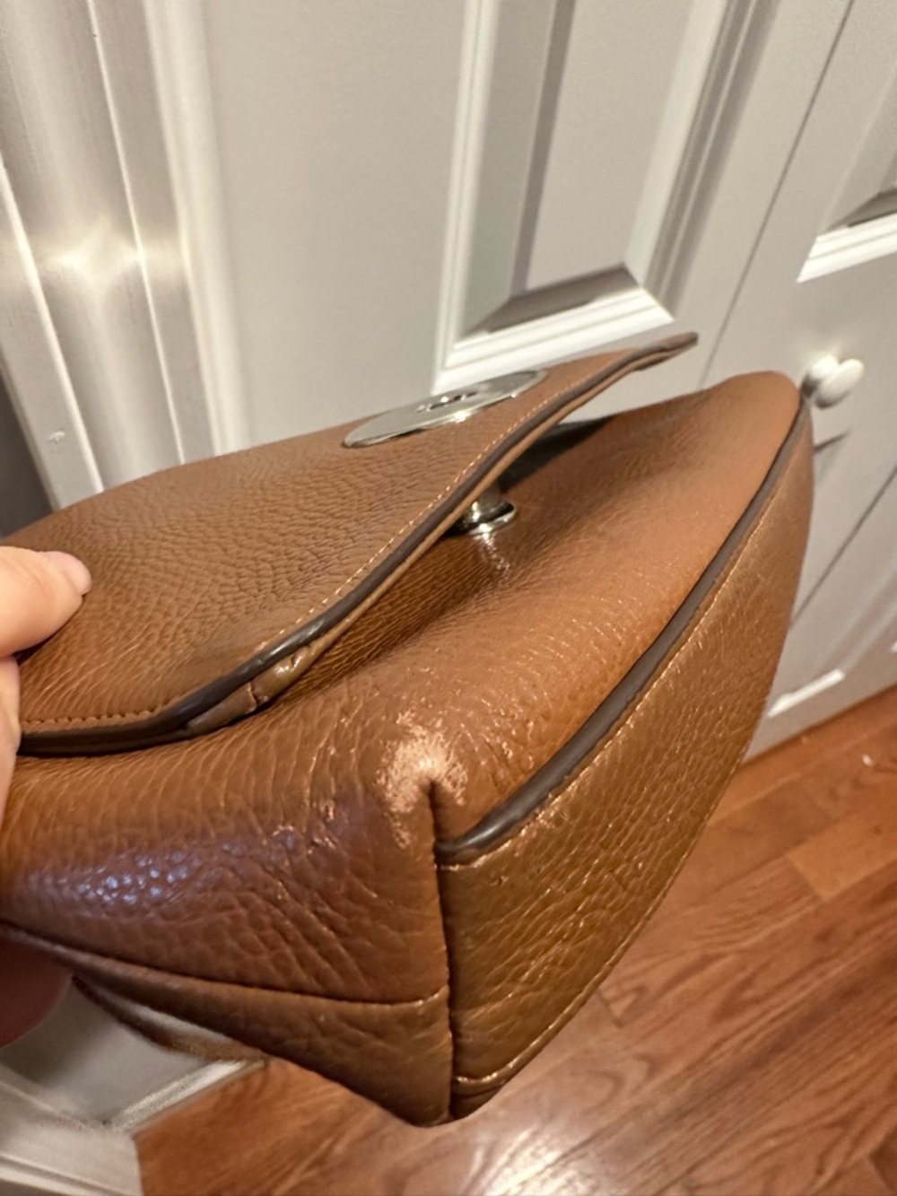 Coach Brown pebbled Leather Shoulder purse with Chain Strap - Picture 14 of 14